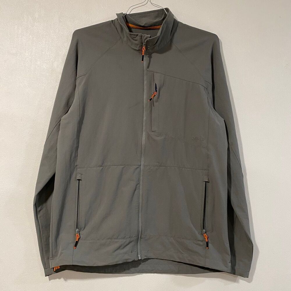 Orvis Men’s Lightweight Softshell Jacket Gray Medium | Outdoor Hiking Zip-Up